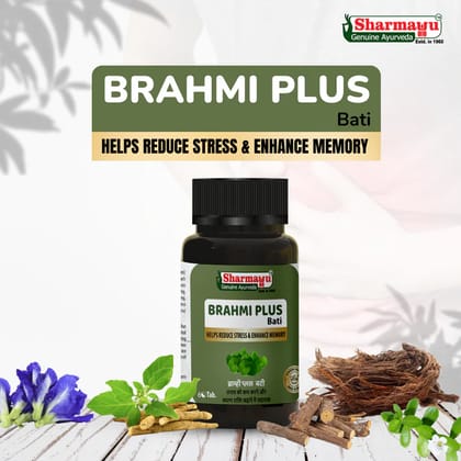 Sharmayu Brahmi Plus Bati  Ayurvedic Stress Relief & Memory Booster (60 Tablets)
