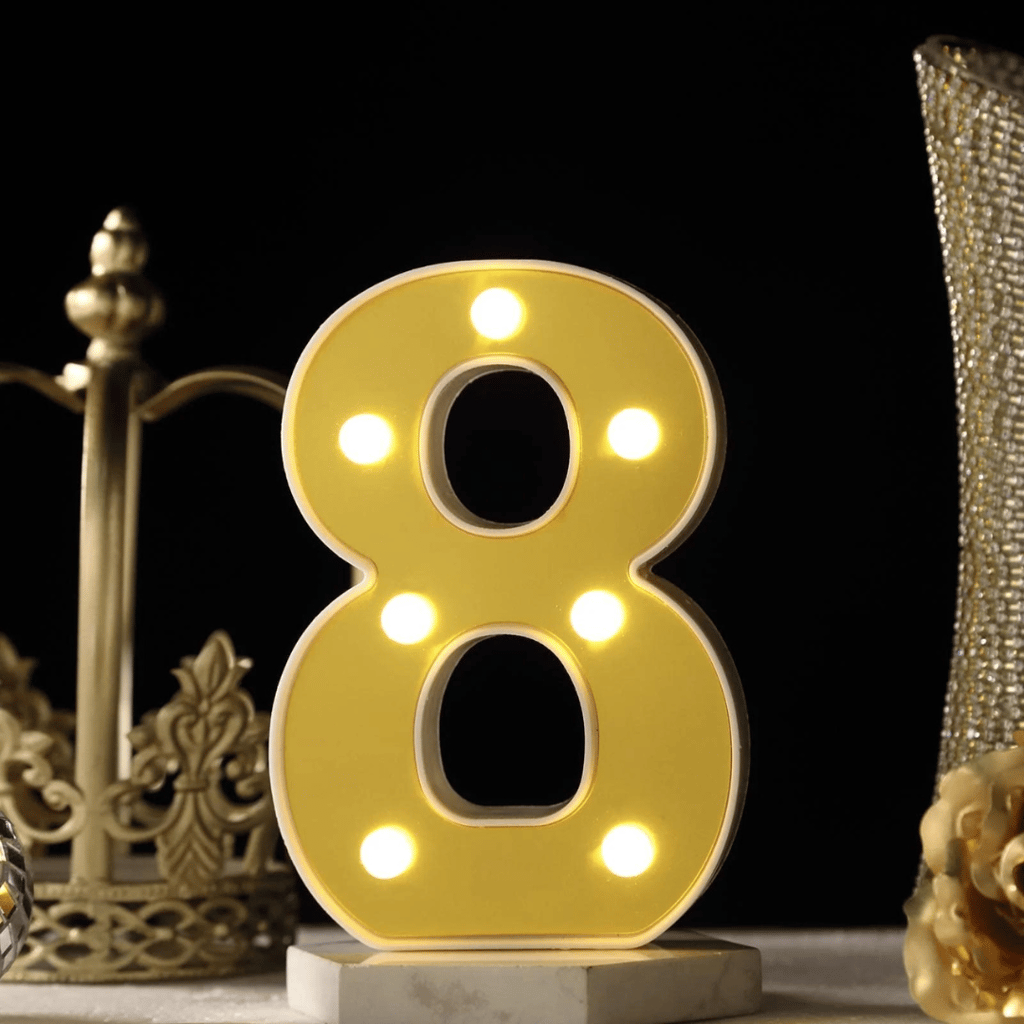 No.8 LED Golden Marquee - Party and Festive Needs | Buy online on ZillyBuy