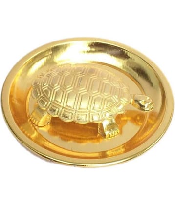 Vaastu/Fengshui Tortoise/Turtle for Good Luck with Plate-Brass ,Standard,Golden Vastu Feng Shui Golden Metal Turtle Tortoise Plate for Good Luck size 4-Inch Feng Shui Turtle Plate Best Gift for Career