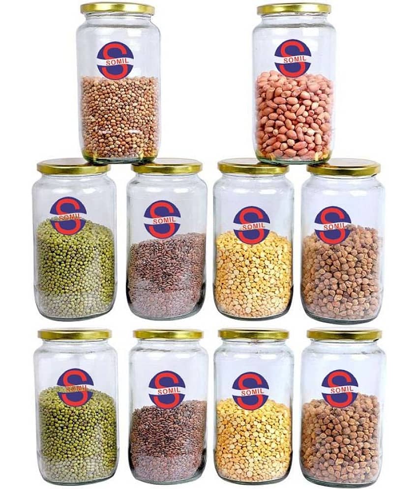 Somil Glass Container, Transparent, Pack Of 10, 1000 ml