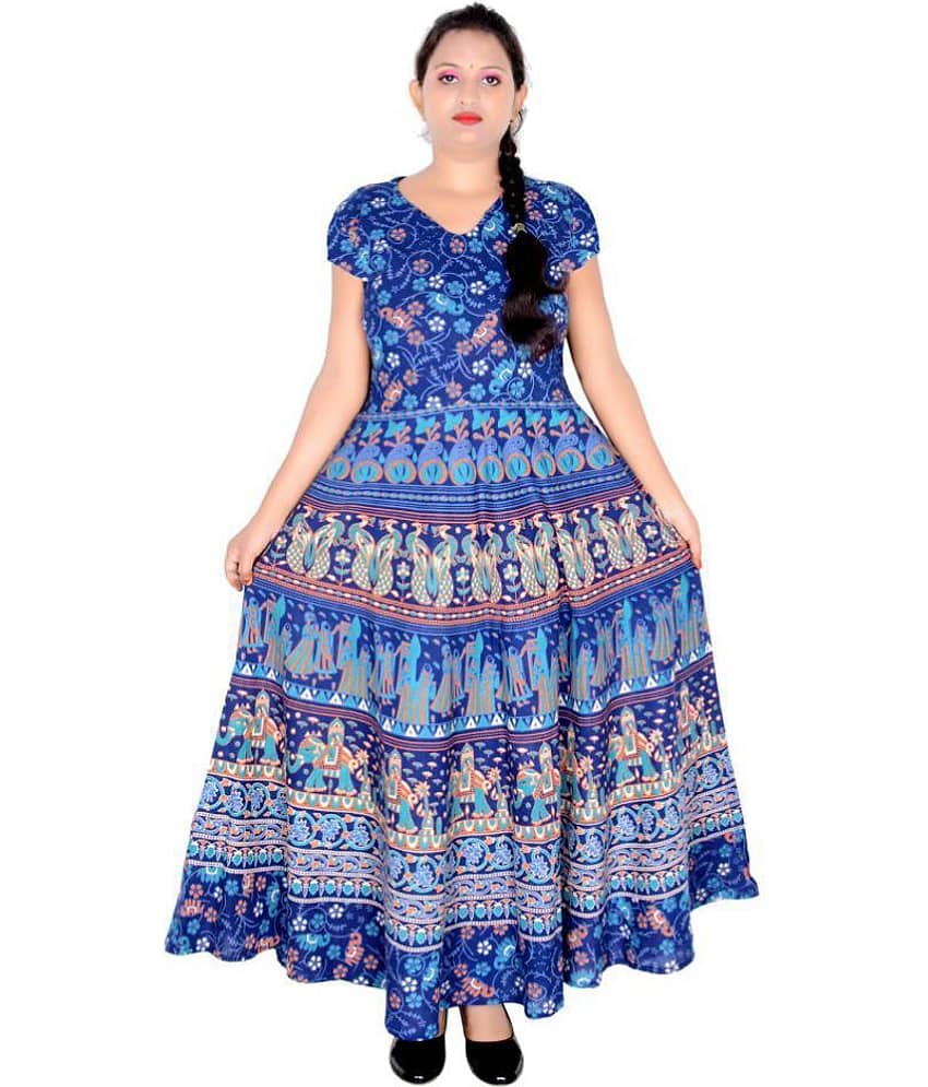 Sttoffa Women Cotton Ethnic Dress ( Turquoise )