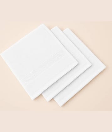 Dollar Cotton Solid Face Towel Below 300 GSM ( Pack of 3 ) - White