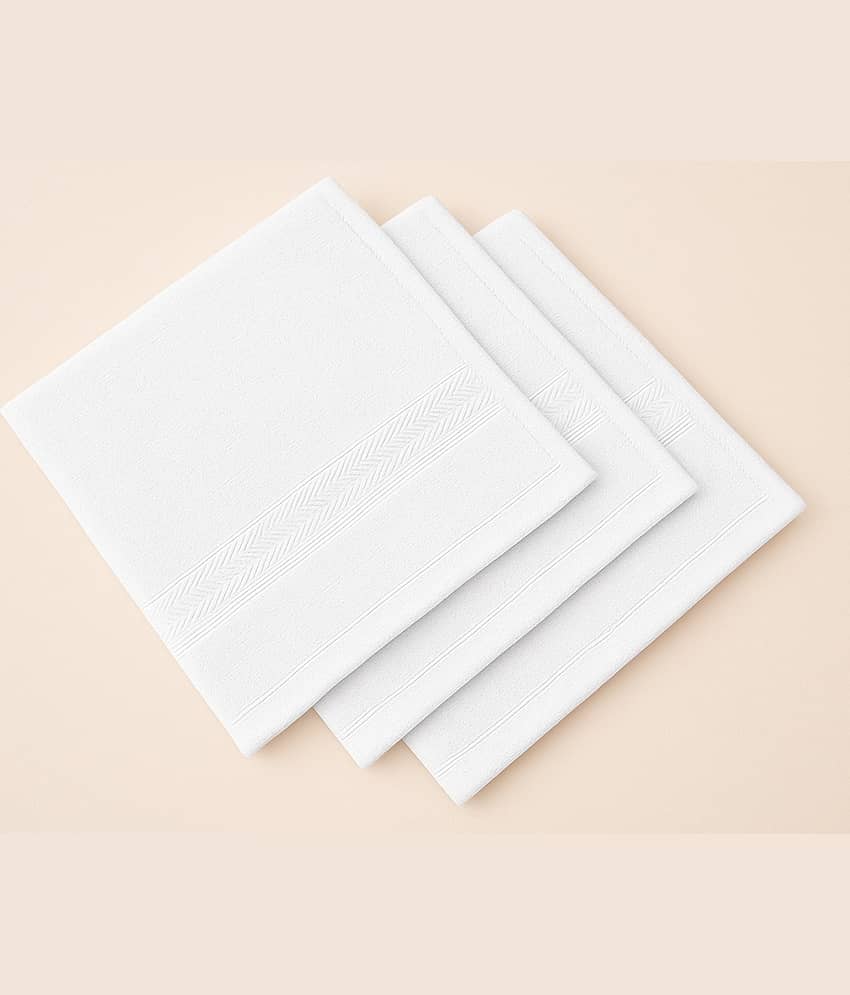Dollar Cotton Solid Face Towel Below 300 GSM ( Pack of 3 ) - White