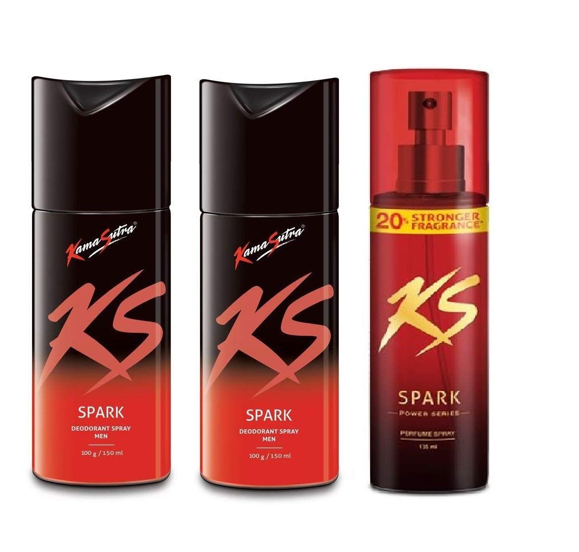 Kama Sutra 2 Big Spark (150ml Each) and 1 Power Series, 135ml Deodorant for Men - Pack of 3