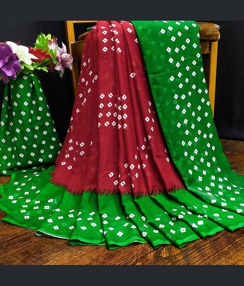 JIHANA FAB Chiffon Printed Saree With Unstitched Blouse Piece ( Multicolor )