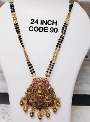 Lakshmi Locket long Black Beads Mangalsutra