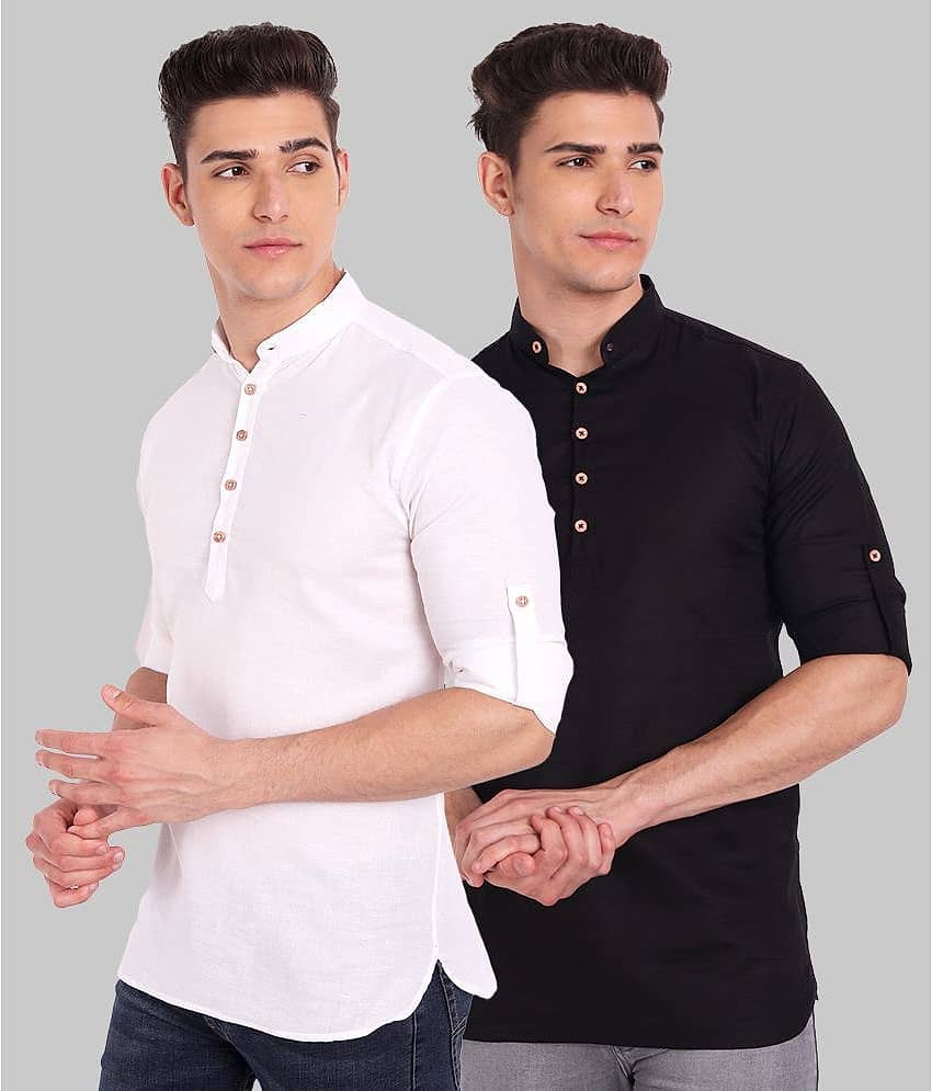 Vida Loca - Black Cotton Men's Regular Kurta ( Pack of 2 )