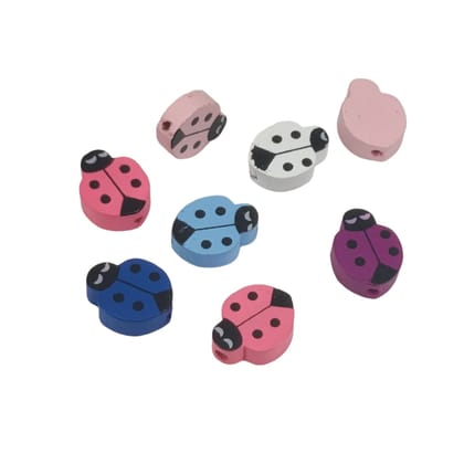 Wooden Beads 20x16x4 MM (20 Pieces) Hole:2 MM Lady Bug Mixed Colors For Jewellery Making DIY Arts Crafts Keychains-20 Pieces (Mixed Colors)
