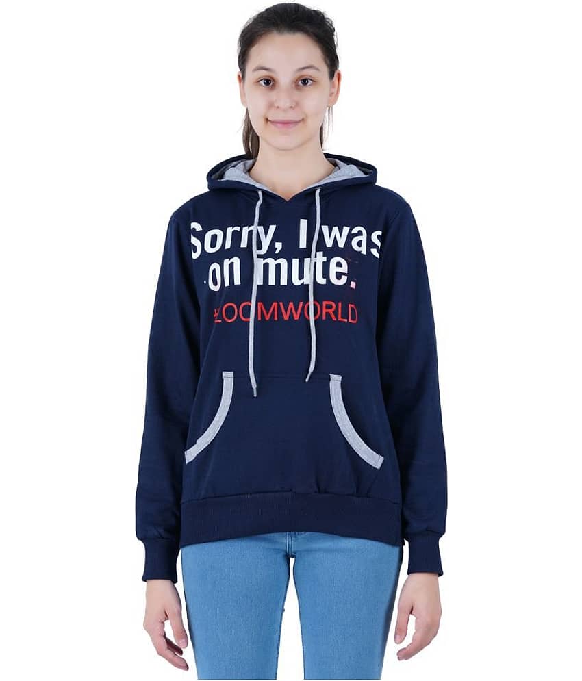 Zebu Cotton - Fleece Navy Hooded Sweatshirt
