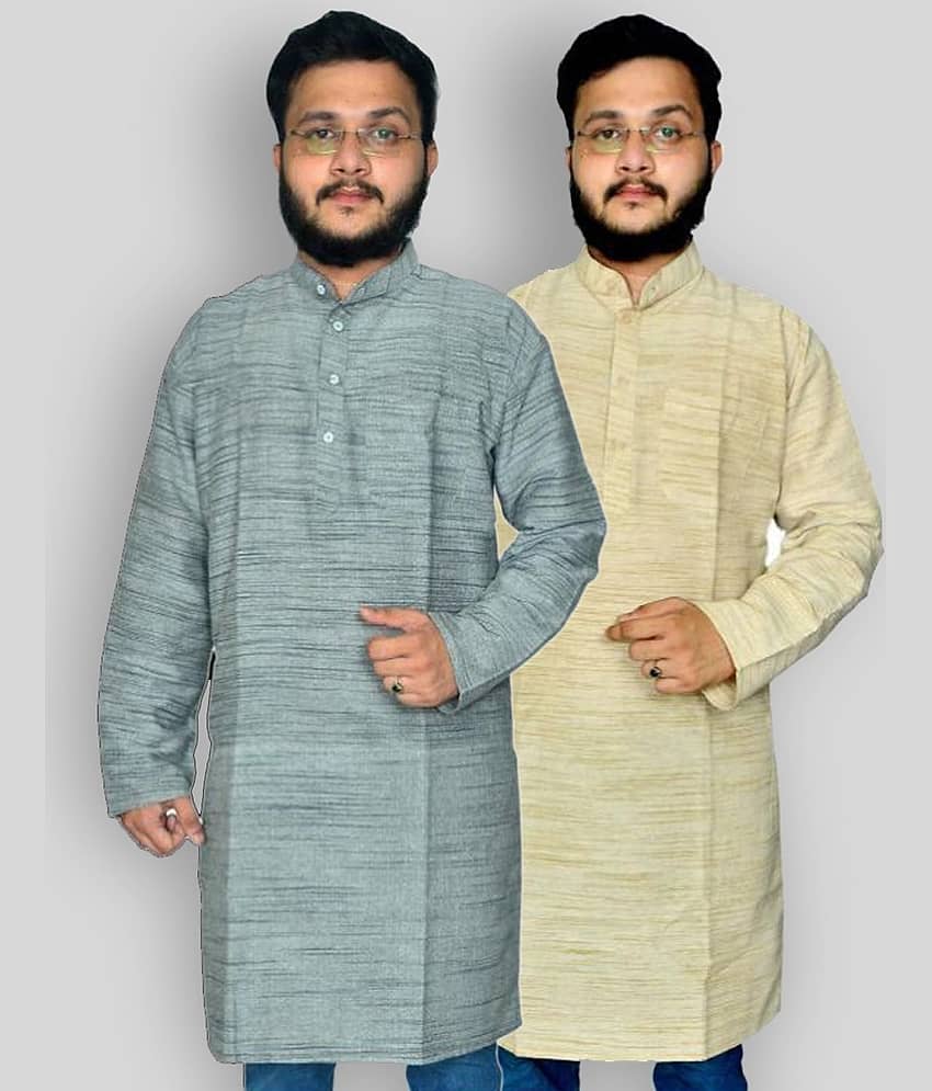 DESHBANDHU DBK - Multicolor Cotton Men's Regular Kurta ( Pack of 2 )