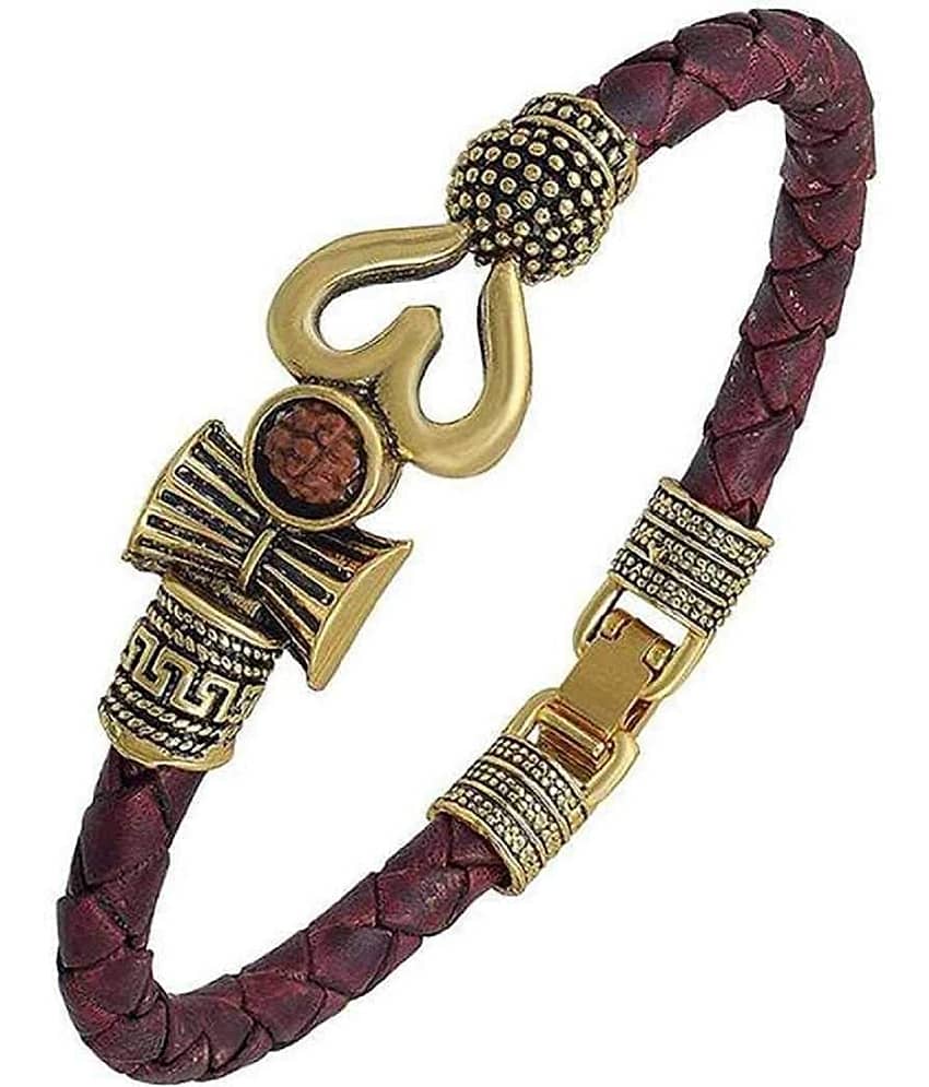 PAYSTORE Gold Plated Rudraksha Trishul Damru Kada For Men & Women