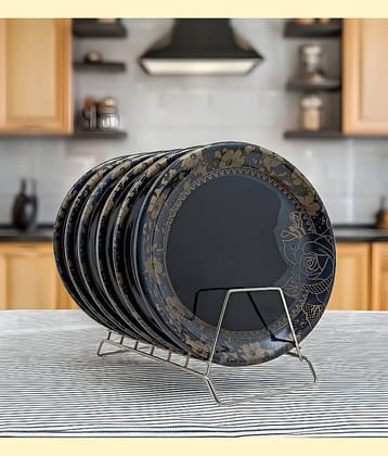 Inpro 6 Pcs Melamine Black Full Plate