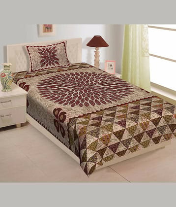 ABHACLOTHO Cotton 1 Single Bedsheet with 1 Pillow Cover ( Multicolor )