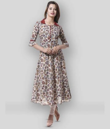 Yash Gallery Pack of 1 Cotton Printed Flared Women's Kurti - ( Multicolor )
