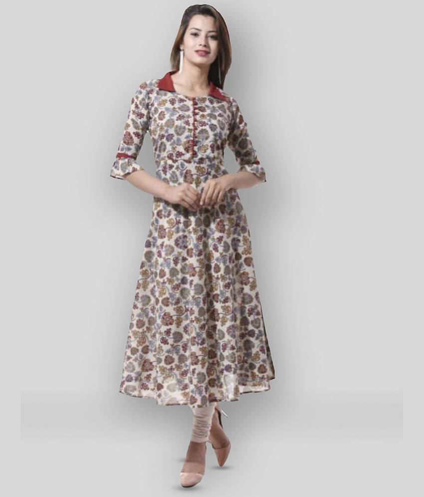 Yash Gallery Pack of 1 Cotton Printed Flared Women's Kurti - ( Multicolor )