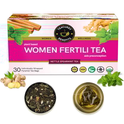 TEACURRY Fertility Tea For Women with Diet Chart (1 Month Pack | 30 Tea Bags) - Women Fertility Tea