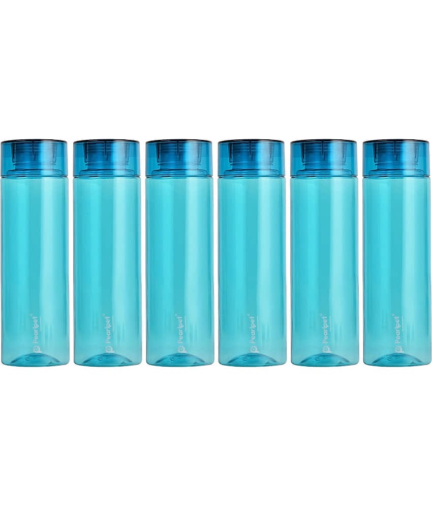 PearlPet Hydrous-1000ml Blue Plastic Water Bottle 1000 mL ( Set of 6 )