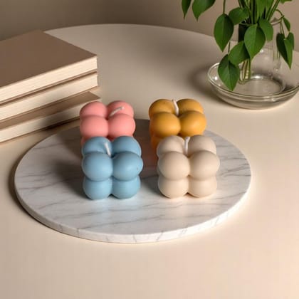 Small Bubble Candle Set-Vanilla / Pack of 4