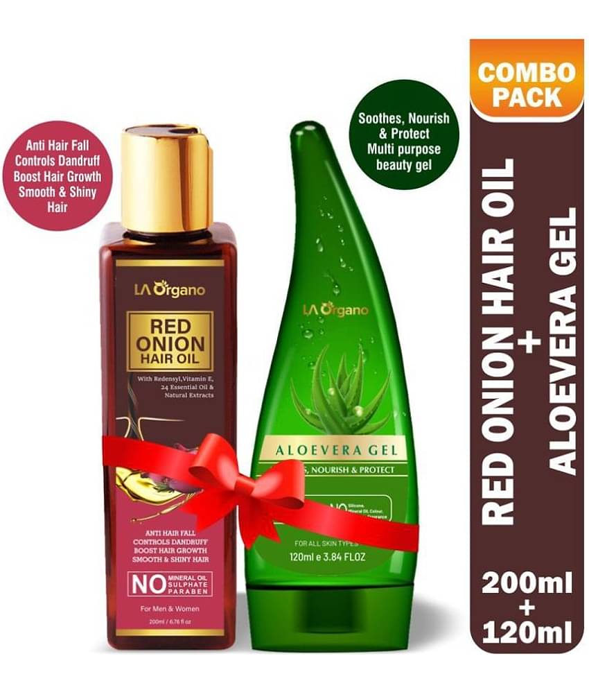 LA ORGANO Onion Hair Oil+Aloevera Gel Combo Facial Kit mL Pack of 2