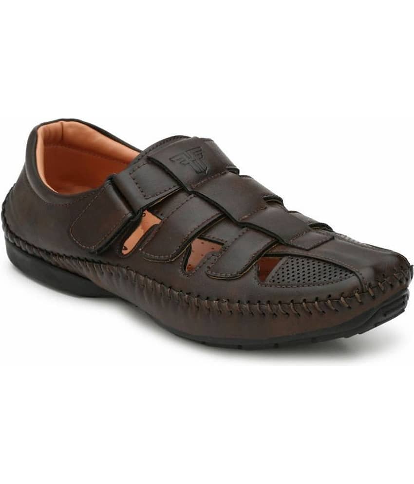 Fashion Victim Brown Synthetic Leather Sandals