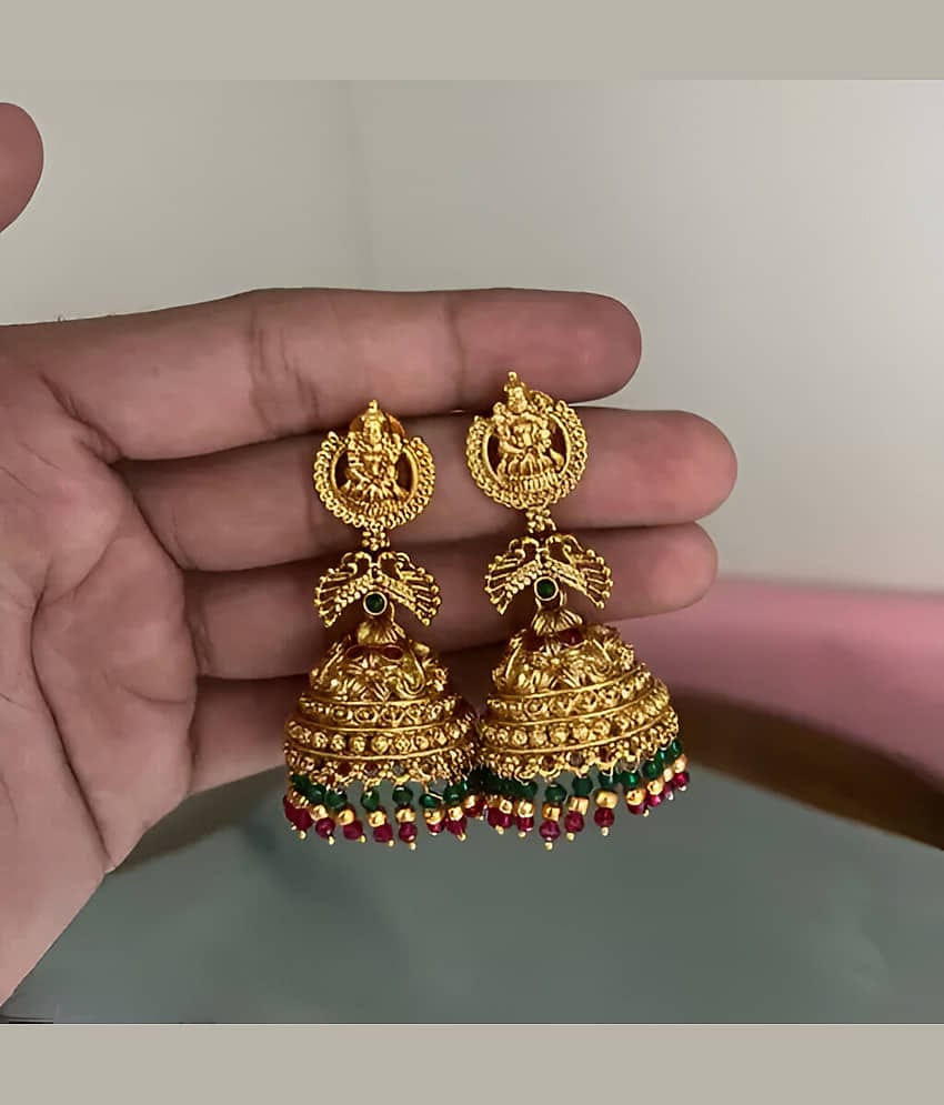 ROFARWORD Gold Jhumki Earrings ( Pack of 1 )