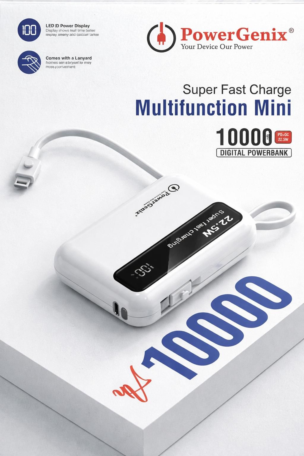 Super Fast Charge 10000mAh PowerGenix Power Bank