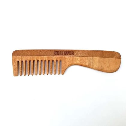 Goli Soda Neem Wood Comb - Wide Tooth with Handle