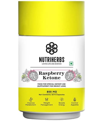 Nutriherbs Raspberry Ketones Garcinia Cambogia (60 Capsule) 800 mg Fat Burner Capsule Pack of 1