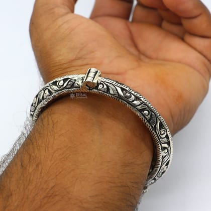 925 sterling silver fabulous crocodile face stylish attractive kada bangle bracelet pretty work attractive tribal belly dance jewelry nsk838-2-4 or 2.25 inches