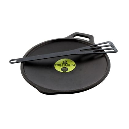 Trilonium Pre-Seasoned Cast Iron Buttermold Concave Roti Tawa 9 inches, 1.3 Kgs