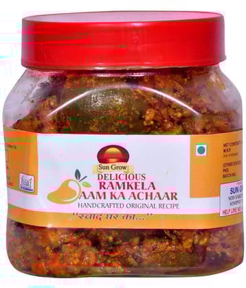 Sun Grow Delicious khada Masala Se Bana Organic Ramkela Rajasthani Mango Pickle Masaledar Raw Mango(Kairi) Pickle 500 g