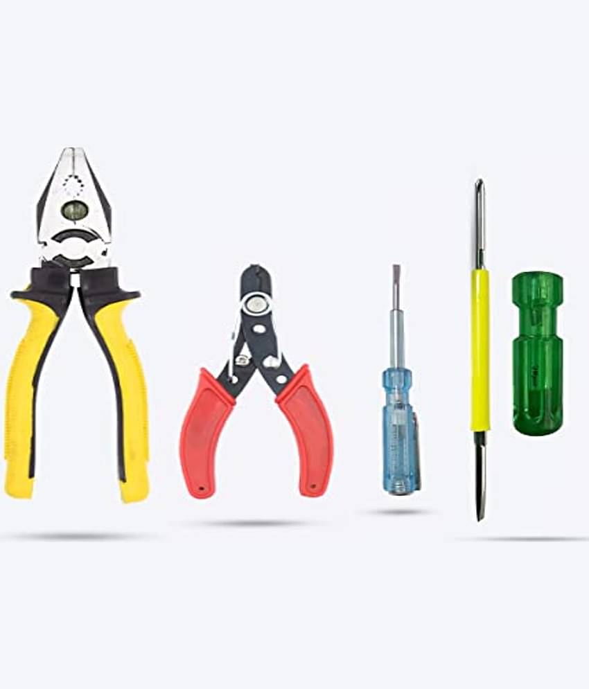 Aldeco Heavy duty Grip Plier (Pilash), Tester with Neon Bulb, Cutter, 2in1 Screw Driver. Perfect Combination for Domestic & Industrial Purpose.