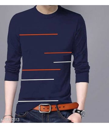 Leotude Pack of 1 Cotton Blend Regular Fit Men's T-Shirt ( Navy Blue )