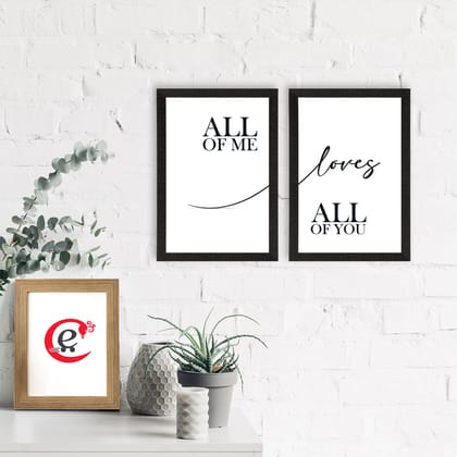 Set of 2 "All of me love all of you" Love Theme Satin Matt Texture UV Art Painting