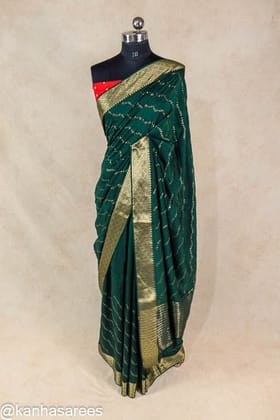 Dola silk sequence thread work zari border saree