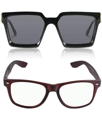 Kanny Devis - Black Rectangular Sunglasses ( Pack of 2 )