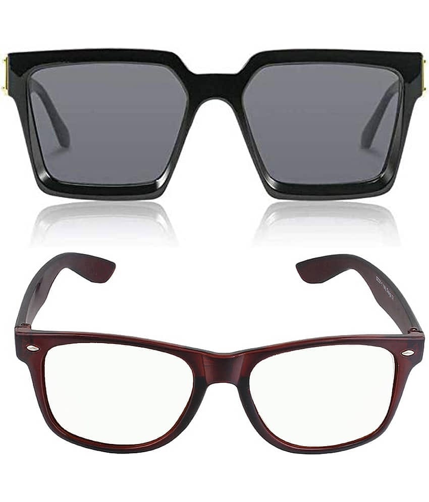 Kanny Devis - Black Rectangular Sunglasses ( Pack of 2 )