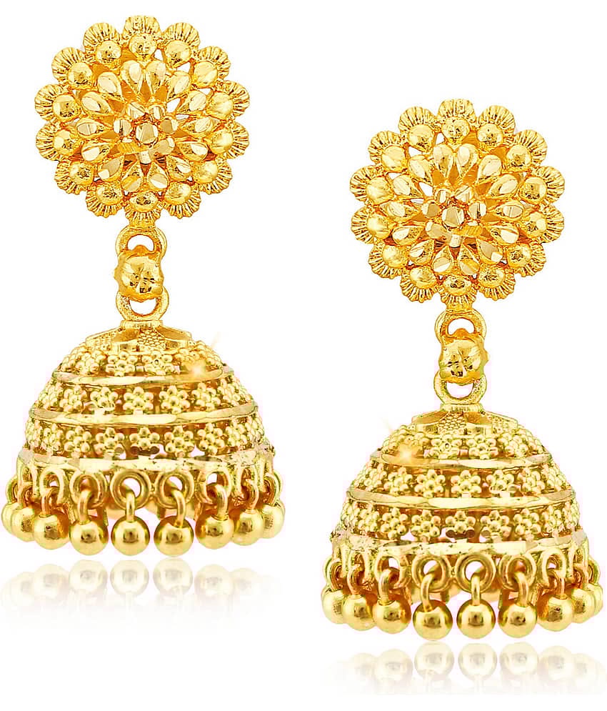 Vighnaharta - Golden Jhumki Earrings ( Pack of 1 )