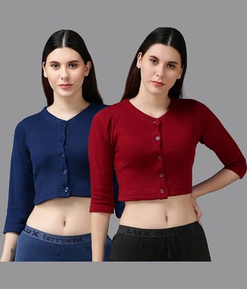 Lux Cottswool Cotton Blend Thermal Tops - Blue Pack of 1