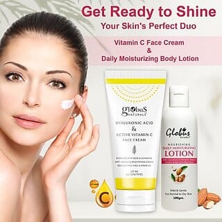 Globus Naturals Creamy Bloom Body Care Combo Daily Moisturizing Lotion  Vitamic C Face Cream  Pack of 2
