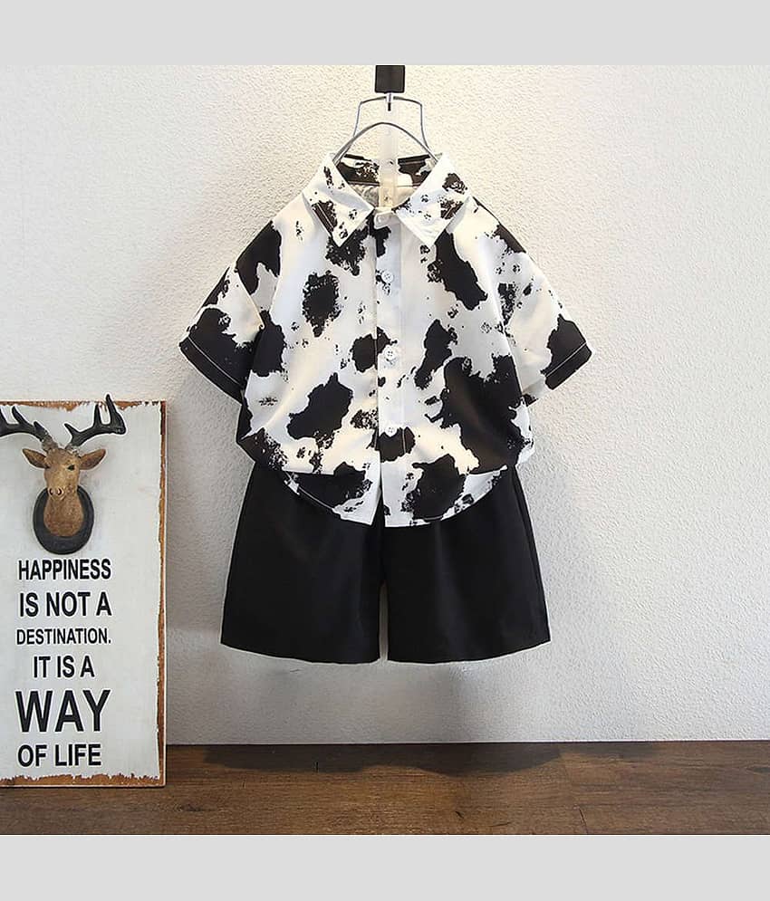 Ocvito Pack of 1 Boys Cotton Shirt & Shorts ( Black )
