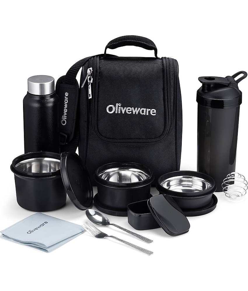 Oliveware Teso Fuel Meal Combo Stainless Steel Lunch Box 3 - Container ( Pack of 1 )