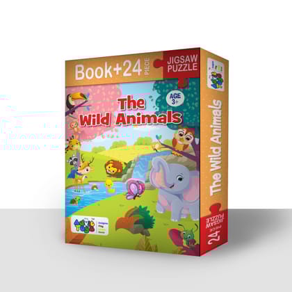 Advit Toys The Wild Animals Jigsaw Puzzle - 24 Piece + 16 Pages Educational Book