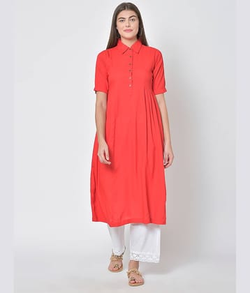 Pistaa - Red Viscose Women's Flared Kurti ( Pack of 1 )