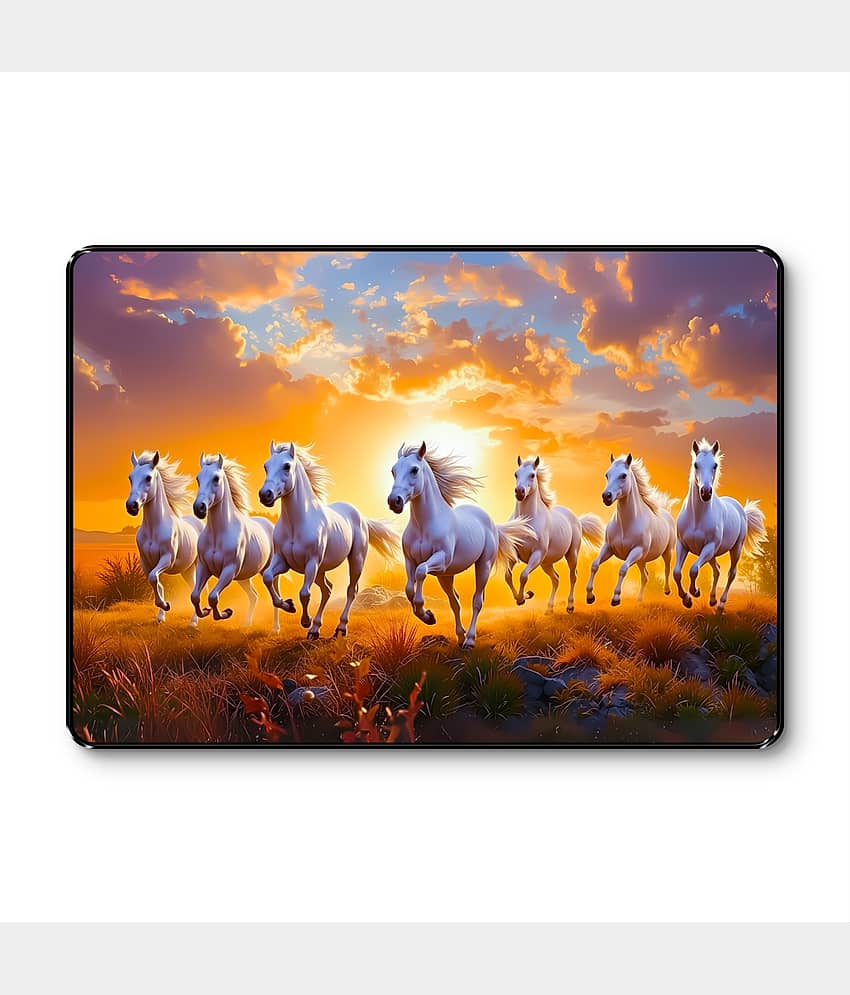 Running White Horses Wall Art | Golden Landscape UV Print