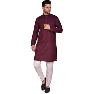 PrintCultr Men Kurta and Pyjama Set (Purple)