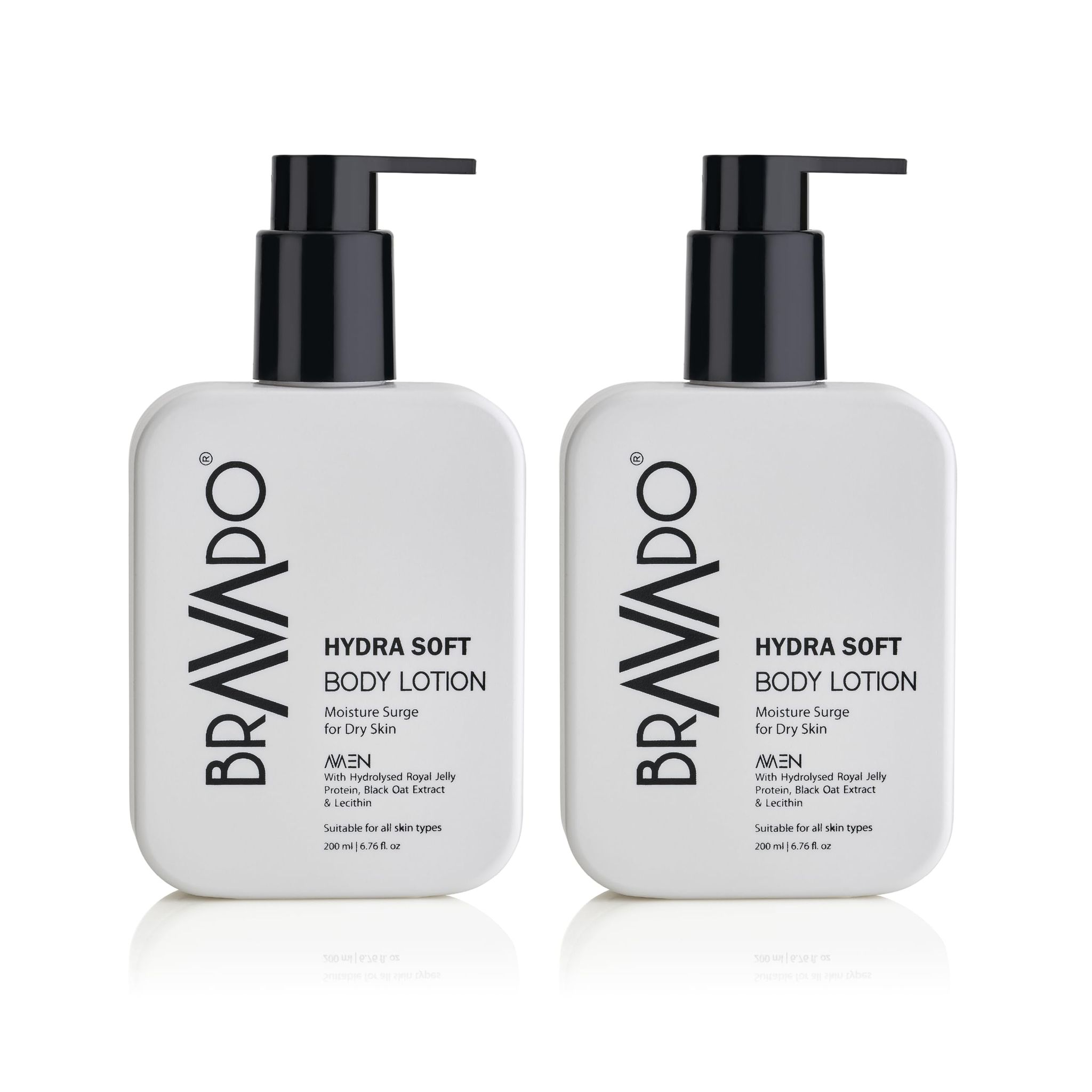 BRAVADO Hydra Soft Body Lotion with SPF | Deep Moisturizing, Nourishing, Soothing, anti-aging, & Anti Irritant Skin | Repair Rough, Dry Skin | Buy 1 & Get 1 Free | Daily Body Cream | 200ml - Pack of 2