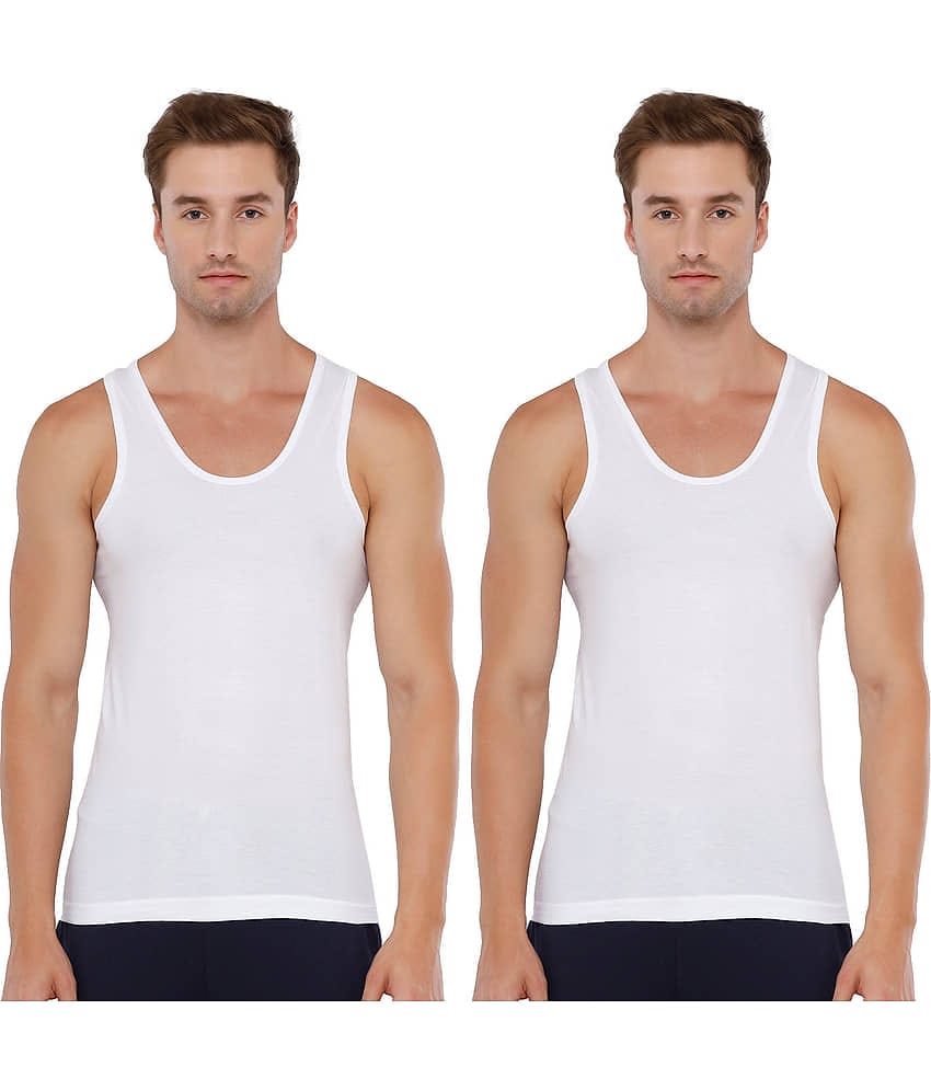 Rupa Pack of 2 Cotton Basic Vest For Men ( White )