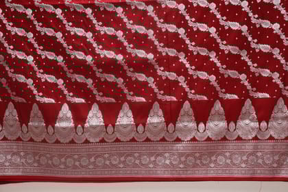 Banarsi Saree Red with White Zari