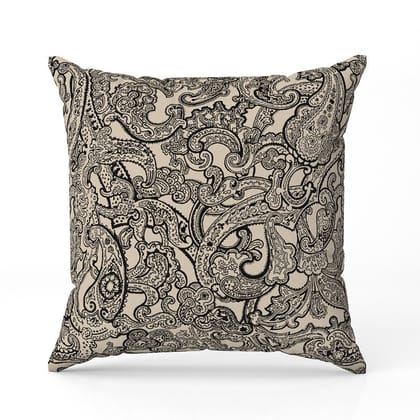 Black paisley-Canvas Cushion / 16x16 / without